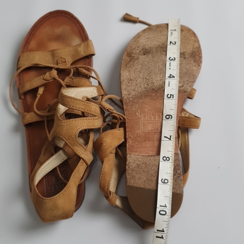 Frye Ruth Suede Short Gladiator  Tan Sandals - Picture 11 of 11